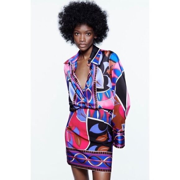 NWT Zara Blogger’s Favorite Multicolored High Waisted Printed Dart Skirt - Picture 4 of 16